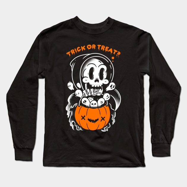 Death's Trick or Treat Long Sleeve T-Shirt by wehkid